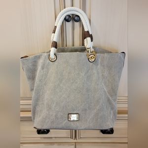 Large Fall Michael Kors Nautical heavy canvas brown/cream bag.